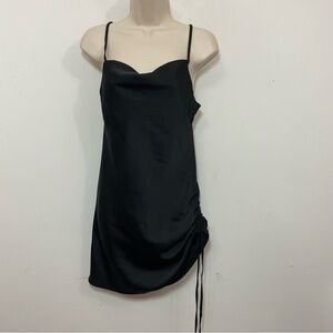 Indefeir black slip dress mini lbd size medium 8 ruched festival club sexy